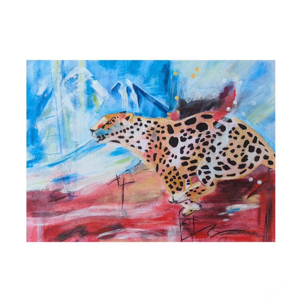 Original Painting Cheetah Abstract Realism Animal Wall Art on Canvas